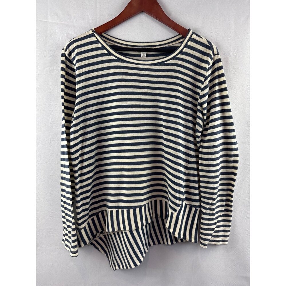 Cabi Womens Striped Long Sleeve Top S Cotton Blend